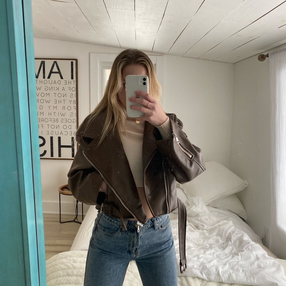 Princess Polly brown faux leather jacket!